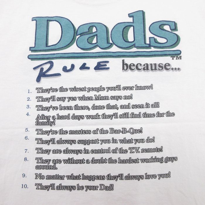 L/古着 半袖 ビンテージ Tシャツ メンズ 00s Dads RULE コットン クルーネック 白 ホワイト 23jul27 中古_画像4