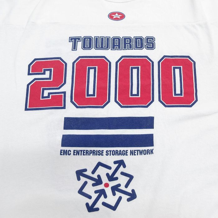 XL/古着 7分袖 ビンテージ フットボール Tシャツ メンズ 00s TOWARDS2000 大きいサイズ コットン Vネック 白 ホワイト 23jun17 中古 7_画像4