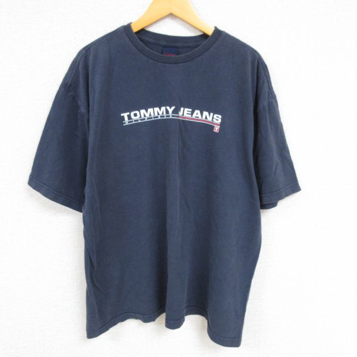 XL/古着 トミーヒルフィガー TOMMY HILFIGER トミージーンズ 半袖 ブランド Tシャツ メンズ ビッグロゴ 大きいサイズ コットン クルー_画像1