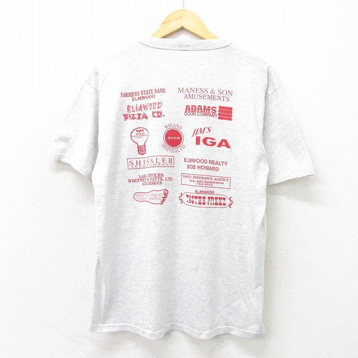 XL/古着 ラッセル 半袖 ビンテージ Tシャツ メンズ 80s バスケットボール 企業広告 クルーネック 薄グレー 霜降り spe 23may26 中古_画像2