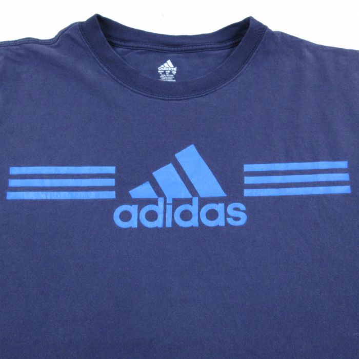 XL/古着 アディダス adidas 半袖 ブランド Tシャツ メンズ ビッグロゴ 大きいサイズ コットン クルーネック 紺 ネイビー 23aug19 中古_画像2