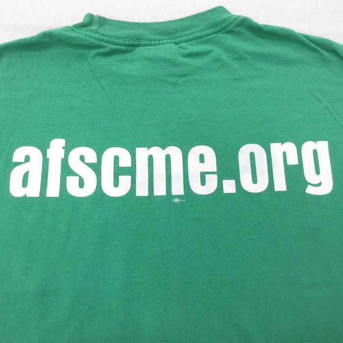 XL/古着 半袖 ビンテージ Tシャツ メンズ 90s WIN AFSME コットン クルーネック 緑 グリーン 23may17 中古_画像4