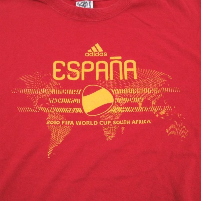 L/古着 アディダス 半袖 ブランド Tシャツ メンズ スペイン 2010 ワールドカップ 南アフリカ サッカー コットン クルーネック 赤 レッ_画像2