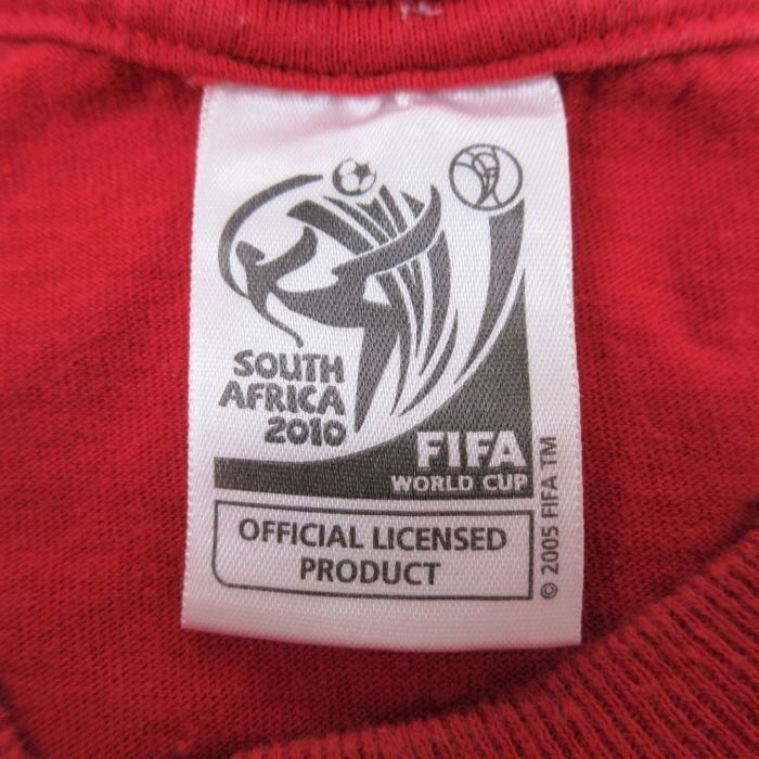 L/古着 アディダス 半袖 ブランド Tシャツ メンズ スペイン 2010 ワールドカップ 南アフリカ サッカー コットン クルーネック 赤 レッ_画像4