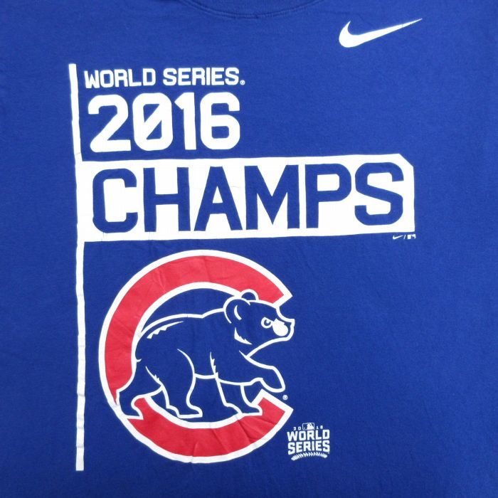 XL/古着 ナイキ NIKE 半袖 ブランド Tシャツ メンズ MLB シカゴカブス 大きいサイズ クルーネック 青 ブルー メジャーリーグ ベースボ_画像2