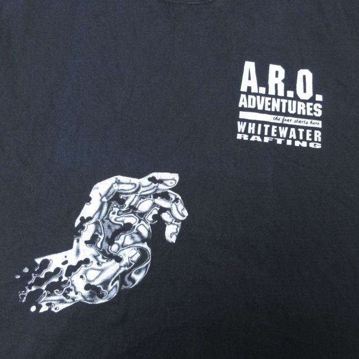 XL/古着 ヘインズ Hanes 半袖 Tシャツ メンズ ARO ラフティング コットン クルーネック 黒 ブラック 23aug19 中古_画像3