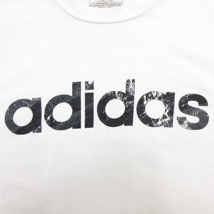 XL/古着 アディダス adidas 半袖 ブランド Tシャツ メンズ ビッグロゴ 大きいサイズ コットン クルーネック 白 ホワイト 23mar16 中古_画像2