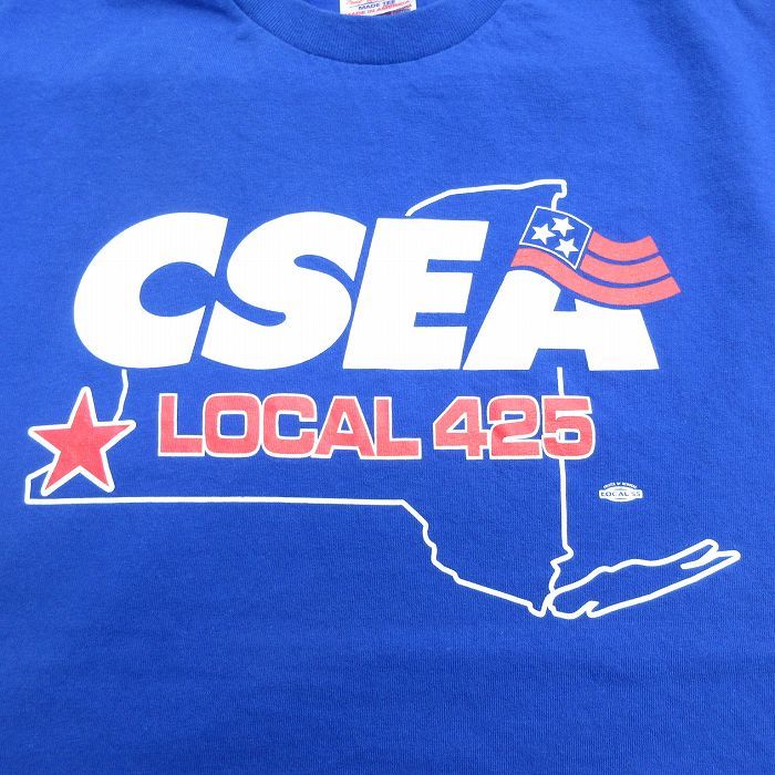 L/古着 半袖 ビンテージ Tシャツ メンズ 00s CSEA LOCAL425 コットン クルーネック 青 ブルー 23jun26 中古_画像2