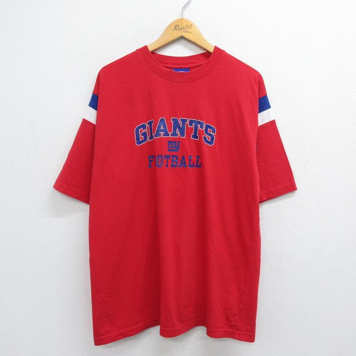 XL/古着 リーボック 半袖 ビンテージ Tシャツ メンズ 00s NFL ニューヨークジャイアンツ コットン クルーネック 赤 レッド アメフト ス_画像1