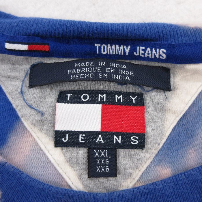 XL/古着 トミーヒルフィガー トミージーンズ 長袖 ブランド Tシャツ メンズ 90s 大きいサイズ ラグラン コットン クルーネック 青他 ブ_画像5