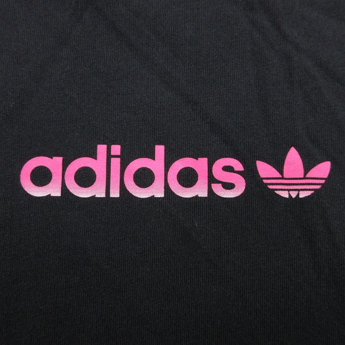 XL/古着 アディダス adidas 半袖 ブランド Tシャツ メンズ ビッグロゴ リーフ トレフォイル コットン クルーネック 黒 ブラック 23aug2_画像3