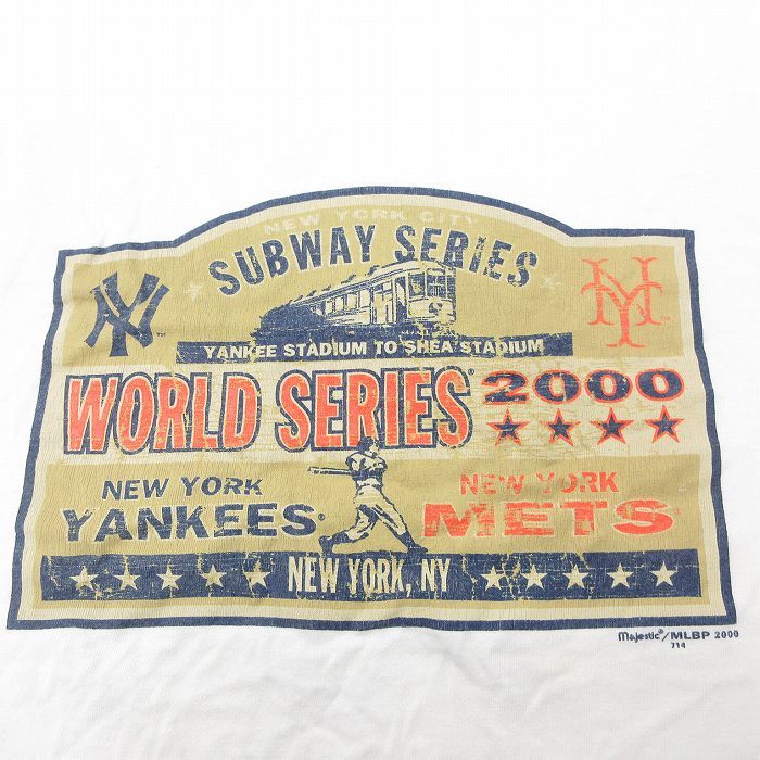 XL/古着 マジェスティック 長袖 ビンテージ Tシャツ メンズ 00s MLB ニューヨークヤンキース ニューヨークメッツ ワールドシリーズ 大_画像2