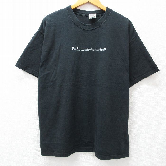 L/古着 半袖 ビンテージ Tシャツ メンズ 00s ロックフィッシュ バージニア ビーチ コットン クルーネック 黒 ブラック 23sep04 中古_画像2