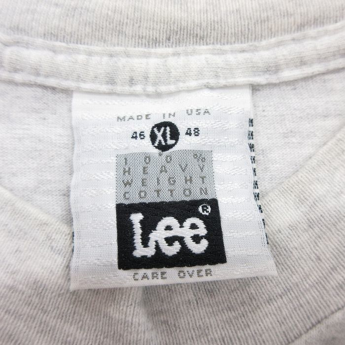 XL/古着 リー Lee 半袖 ビンテージ Tシャツ メンズ 90s 木 家 ポーリーズアイランド 大きいサイズ クルーネック 薄グレー 霜降り 23jul_画像3