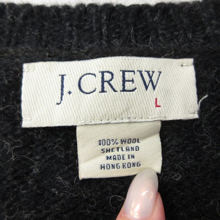 XL/古着 ジェイクルー J.CREW 長袖 セーター メンズ シェットランドウール Vネック 黒 ブラック 23dec27 中古 ニット トップス_画像4