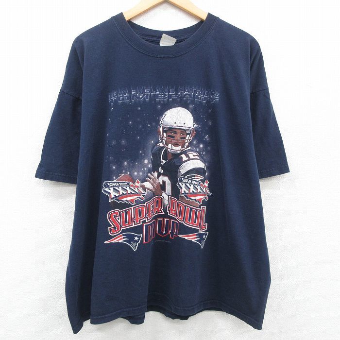 XL/古着 半袖 ビンテージ Tシャツ メンズ 00s NFL ニューイングランドペイトリオッツ トムブレディ 大きいサイズ コットン クルーネッ_画像1