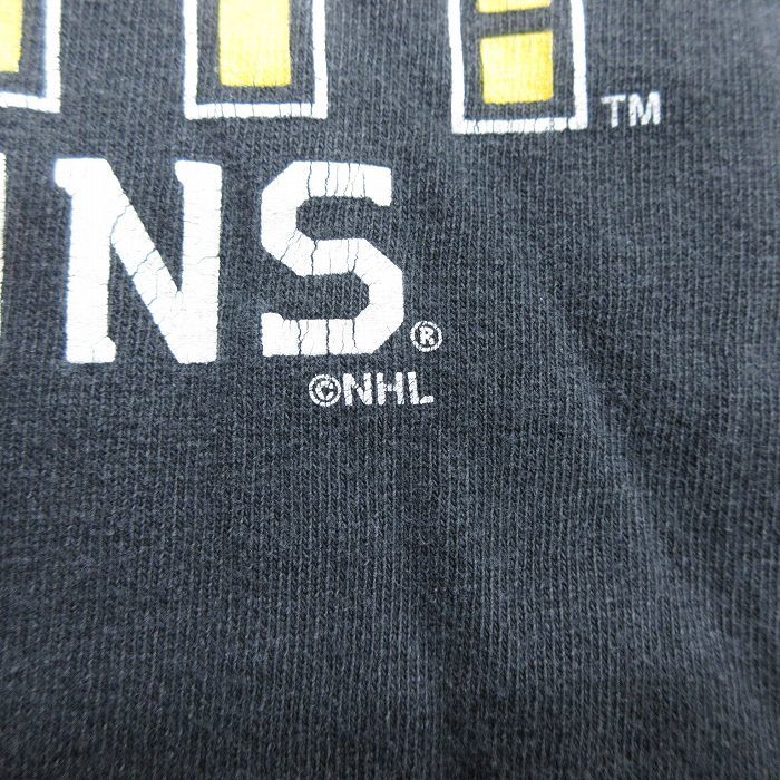 XL/ old clothes Reebok short sleeves Vintage T-shirt men's 00s NHL Boston blue in z large size crew neck black black ice ho 