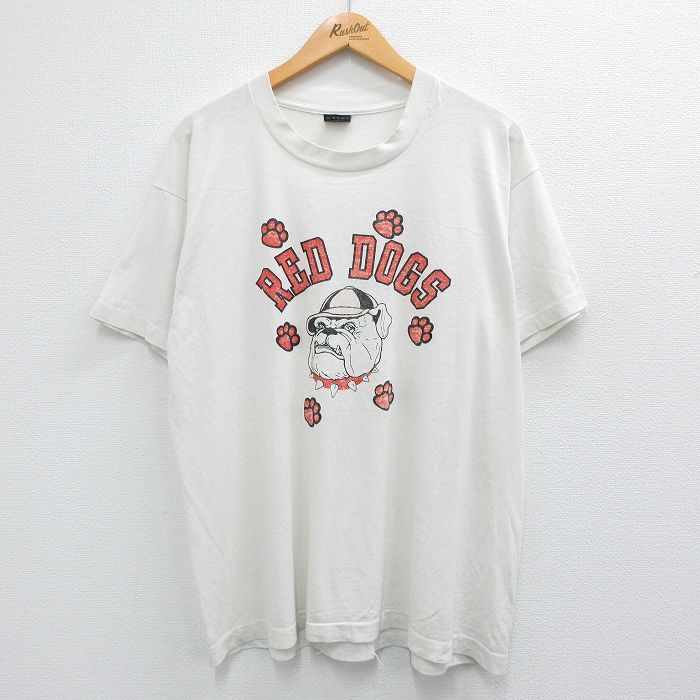 XL/古着 半袖 ビンテージ Tシャツ メンズ 90s REDDOGS ブルドッグ 大きいサイズ クルーネック 白 ホワイト 23jun28 中古_画像1