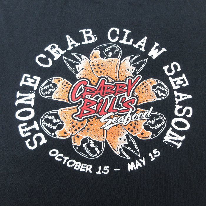 XL/古着 半袖 ビンテージ Tシャツ メンズ 00s カニ CRABBY BILLS コットン クルーネック 紺 ネイビー 23apr19 中古_画像4