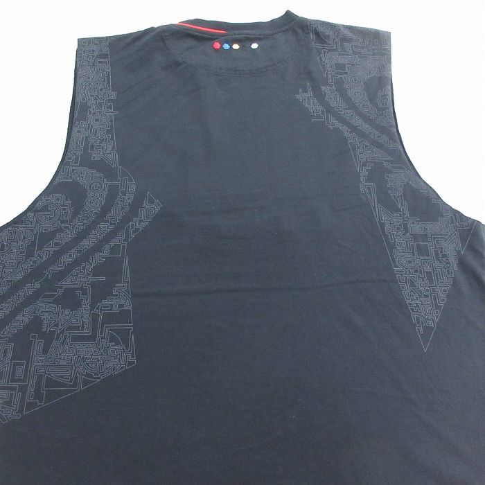 XL/古着 クージー COOGI ノースリーブ ビンテージ Tシャツ メンズ 00s ビッグロゴ 大きいサイズ ロング丈 コットン クルーネック 黒 ブ_画像4