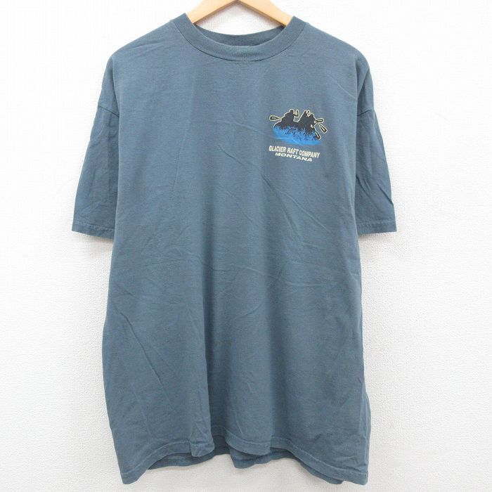 XL/古着 半袖 ビンテージ Tシャツ メンズ 90s MONTANA メッセージ コットン クルーネック 薄紺 ネイビー spe 23aug07 中古_画像2