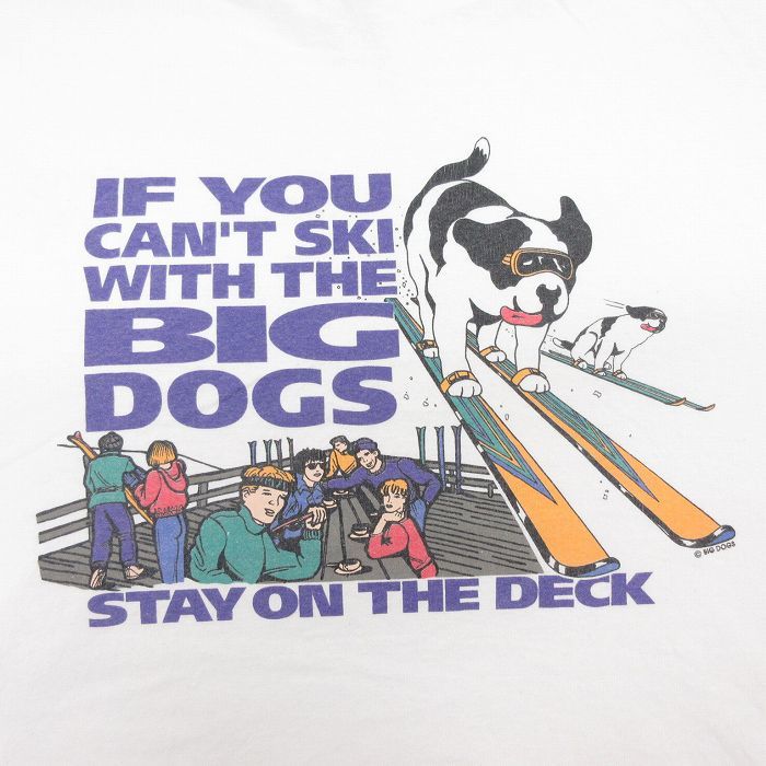 XL/古着 ビッグドッグス 半袖 ビンテージ Tシャツ メンズ 90s 犬 スキー 大きいサイズ コットン クルーネック 白 ホワイト 23aug19 中_画像4