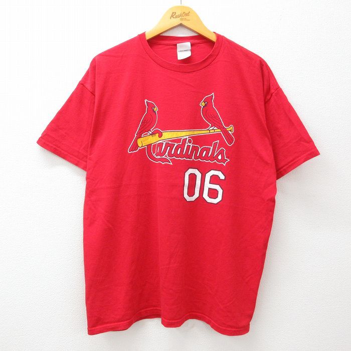 XL/古着 半袖 ビンテージ Tシャツ メンズ 00s MLB セントルイスカージナルス ワールドシリーズ 田口壮 コットン クルーネック 赤 レッ_画像1