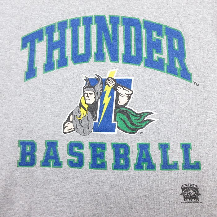 L/古着 半袖 ビンテージ Tシャツ メンズ 00s THUNDER バスケットボール クルーネック グレー 霜降り 23may20 中古_画像2