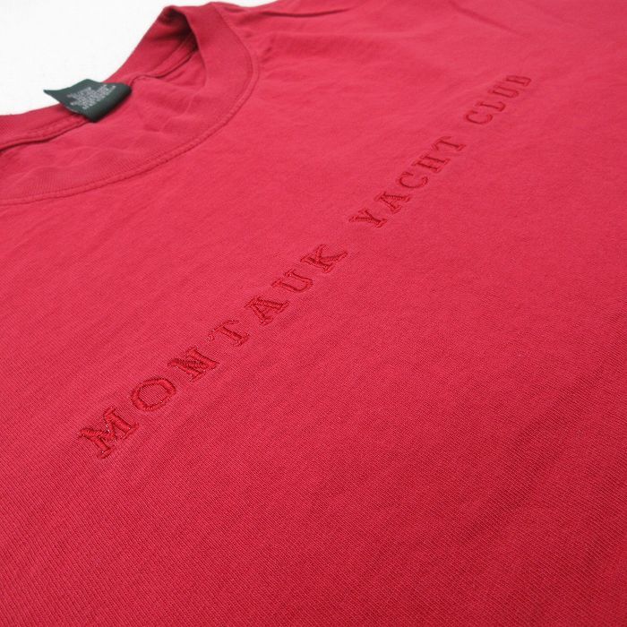 XL/古着 半袖 ビンテージ Tシャツ メンズ 00s MONTAUK YACHT CLUB 刺繍 コットン　クルーネック 赤 レッド 23jul21 中古_画像2