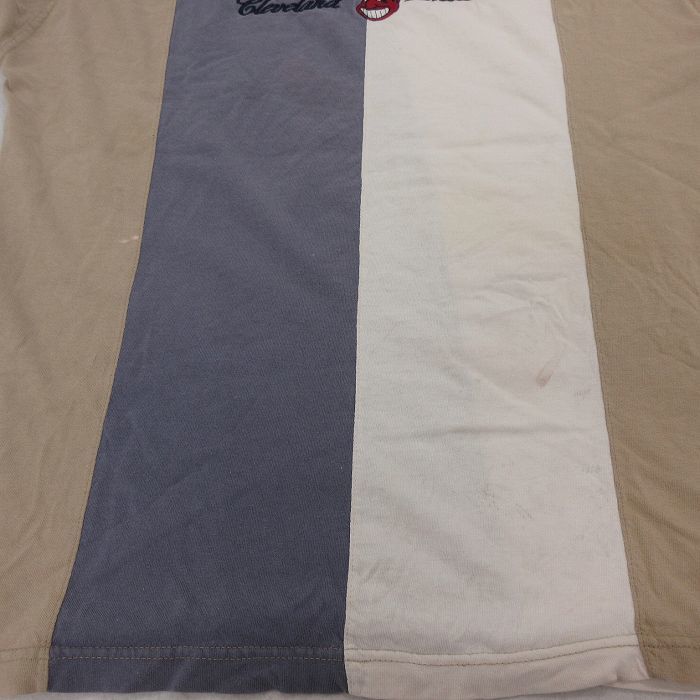 XL/古着 半袖 ビンテージ Tシャツ メンズ 00s MLB クリーブランドインディアンス 刺繍 マルチカラー コットン クルーネック ベージュ他_画像8
