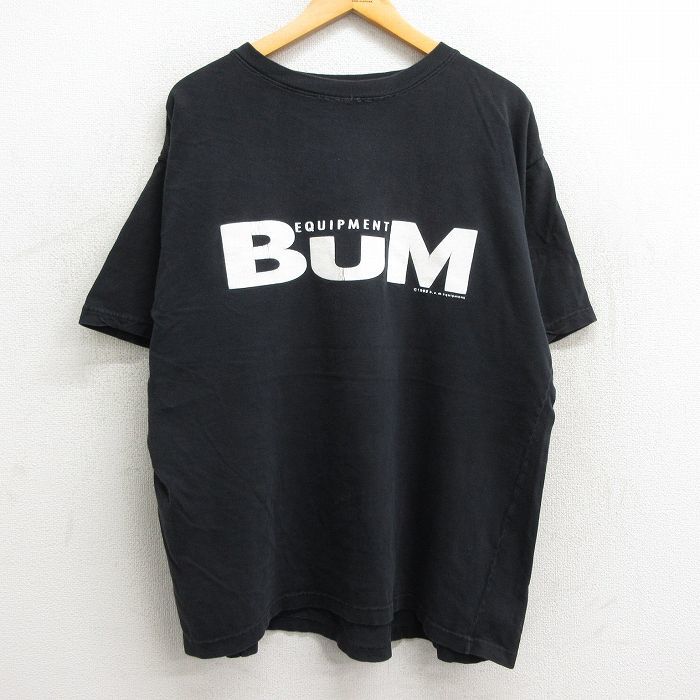 XL/古着 半袖 ビンテージ Tシャツ メンズ 90s BUM コットン クルーネック 黒 ブラック 23aug21 中古_画像1
