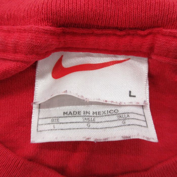 XL/古着 ナイキ NIKE 半袖 ビンテージ Tシャツ メンズ 00s ワンポイントロゴ ボストン 大きいサイズ コットン クルーネック 赤 レッド_画像5
