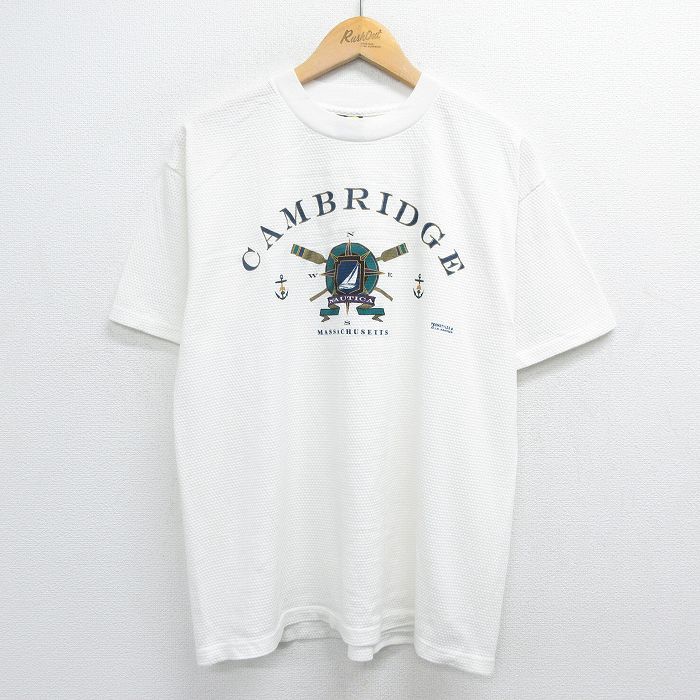 L/古着 半袖 ビンテージ Tシャツ メンズ 90s ケンブリッジ ノーティカ 船 クルーネック 白 ホワイト spe 23apr25 中古_画像1