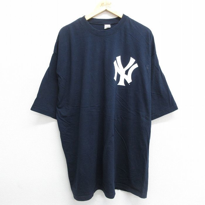 XL/古着 半袖 ビンテージ Tシャツ メンズ 00s MLB ニューヨークヤンキース マークテシェイラ 25 ロング丈 大きいサイズ コットン クル_画像2