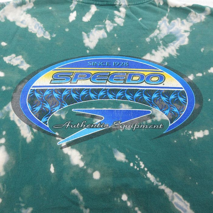 XL/古着 スピード SPEEDO 半袖 ビンテージ Tシャツ メンズ 90s コットン クルーネック 緑他 グリーン ブリーチ加工 23aug01 中古の画像4