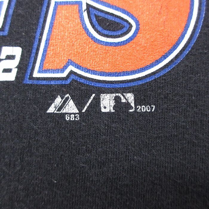 M/古着 マジェスティック 半袖 ビンテージ Tシャツ メンズ 00s MLB ニューヨークメッツ クルーネック 黒 ブラック メジャーリーグ ベー_画像3