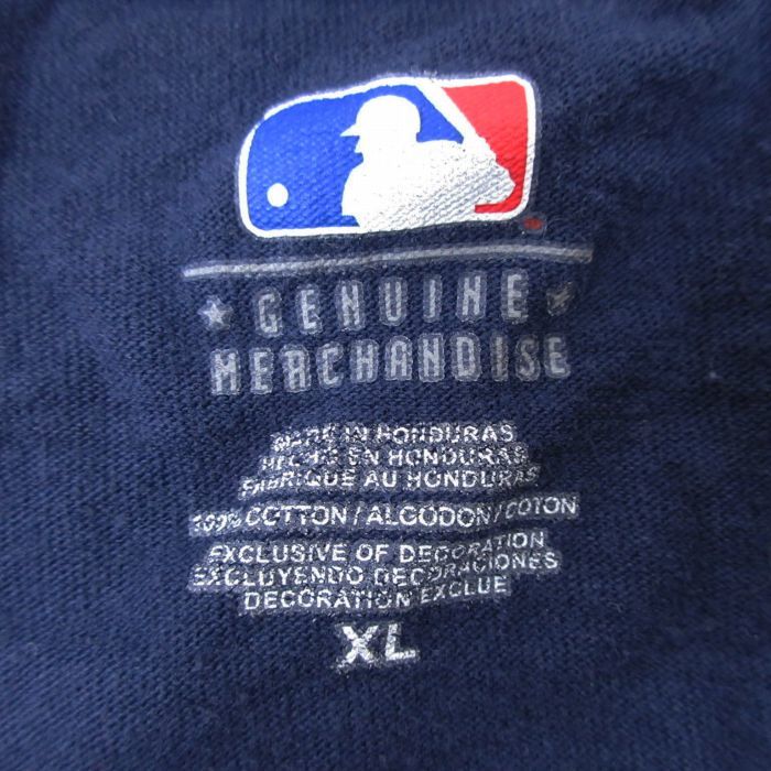 XL/古着 半袖 Tシャツ メンズ MLB ボストンレッドソックス 大きいサイズ コットン クルーネック 紺 ネイビー メジャーリーグ ベースボ_画像4