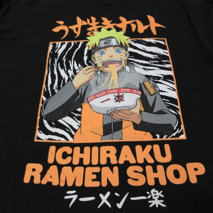 L/古着 半袖 Tシャツ メンズ アニメ NARUTO ナルト 疾風伝 コットン クルーネック 黒 ブラック 23aug29 中古_画像2