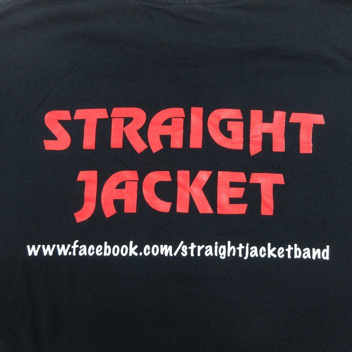 XL/古着 半袖 ビンテージ Tシャツ メンズ 00s STRAIGHT JACKET 大きいサイズ コットン クルーネック 黒 ブラック 23apr14 中古_画像4