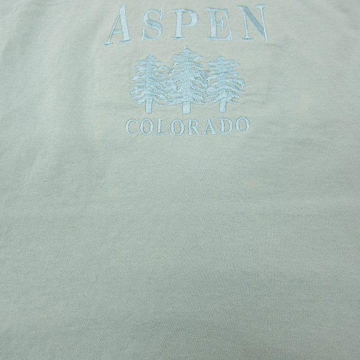 XL/古着 半袖 ビンテージ Tシャツ メンズ 00s ASPEN コロラド 木 刺繍 大きいサイズ コットン クルーネック 薄緑 グリーン 23apr27 中_画像6