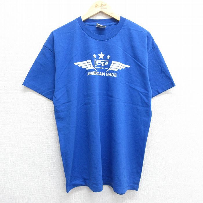 L/古着 半袖 ビンテージ Tシャツ メンズ 00s MIDCITY 星 アメリカン コットン クルーネック 青 ブルー 23may11 中古_画像1