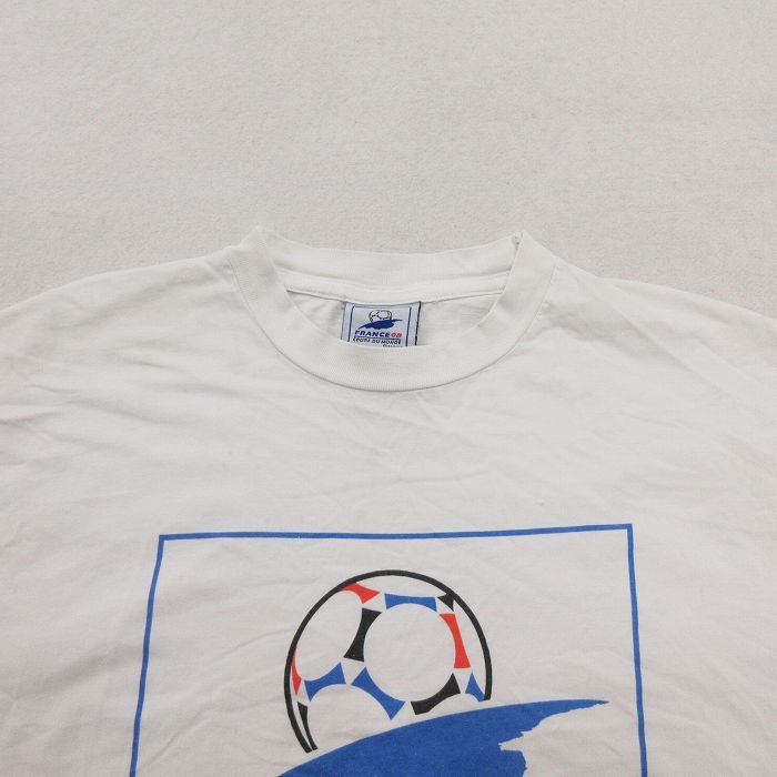 M/古着 アディダス adidas 半袖 ビンテージ Tシャツ メンズ 90s フランス ワールドカップ サッカー コットン クルーネック 白 ホワイト_画像6