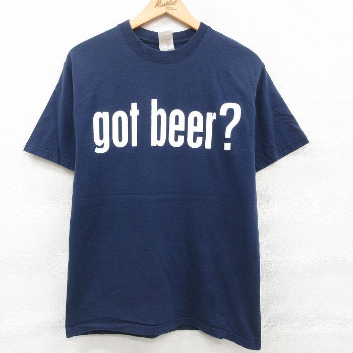 M/古着 半袖 ビンテージ Tシャツ メンズ 00s Black Mountain got beer? コットン クルーネック 紺 ネイビー 23jun19 中古_画像1