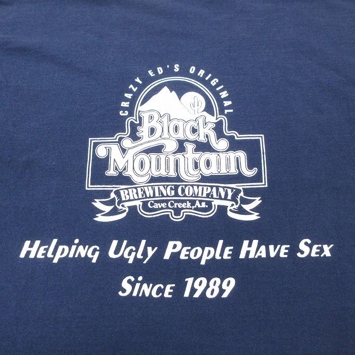 M/古着 半袖 ビンテージ Tシャツ メンズ 00s Black Mountain got beer? コットン クルーネック 紺 ネイビー 23jun19 中古_画像4