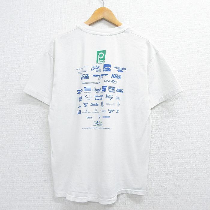 XL/古着 ヘインズ 半袖 ビンテージ Tシャツ メンズ 90s マラソン 企業広告 コットン クルーネック 白 ホワイト 23jul27 中古_画像2