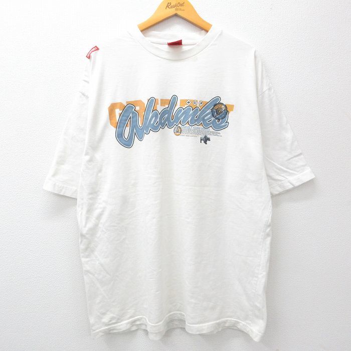 XL/古着 半袖 ビンテージ Tシャツ メンズ 00s アカデミクス クマ 大きいサイズ ロング丈 コットン 白 ホワイト 23aug03 中古_画像1