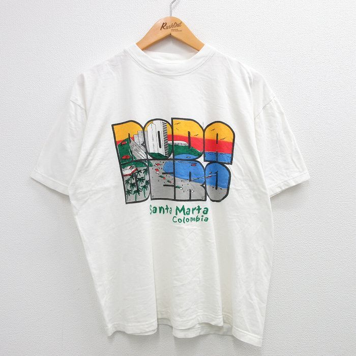 L/古着 半袖 ビンテージ Tシャツ メンズ 00s サンタマルタ コロンビア 海 コットン クルーネック 白 ホワイト 23aug08 中古_画像1