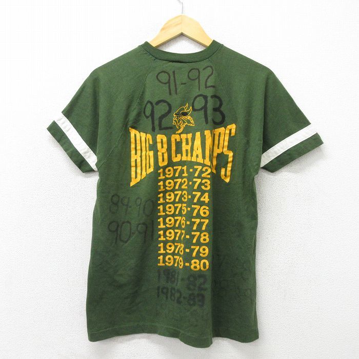 M/古着 チャンピオン Champion 半袖 ビンテージ Tシャツ メンズ 80s レスリング ラグラン クルーネック 緑 グリーン spe 23jul01 中古_画像2