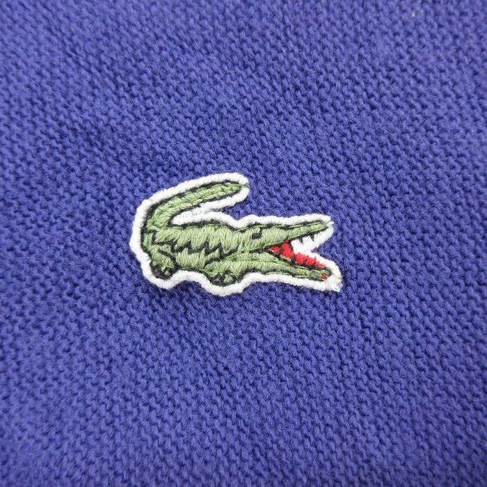 XL/古着 ラコステ LACOSTE IZOD 長袖 ブランド ニット カーディガン メンズ 80s ワンポイントロゴ アクリル 紫 パープル 23sep27 中古_画像2