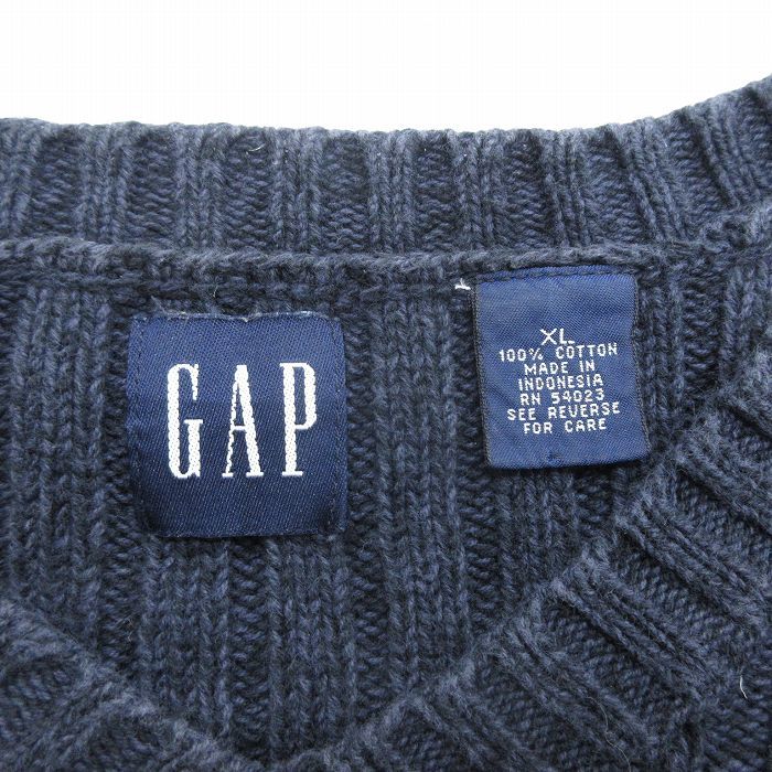 XL/古着 ギャップ GAP 長袖 セーター メンズ 00s 無地 大きいサイズ ウール Vネック 紺 ネイビー 23nov24 中古 ニット トップス_画像4